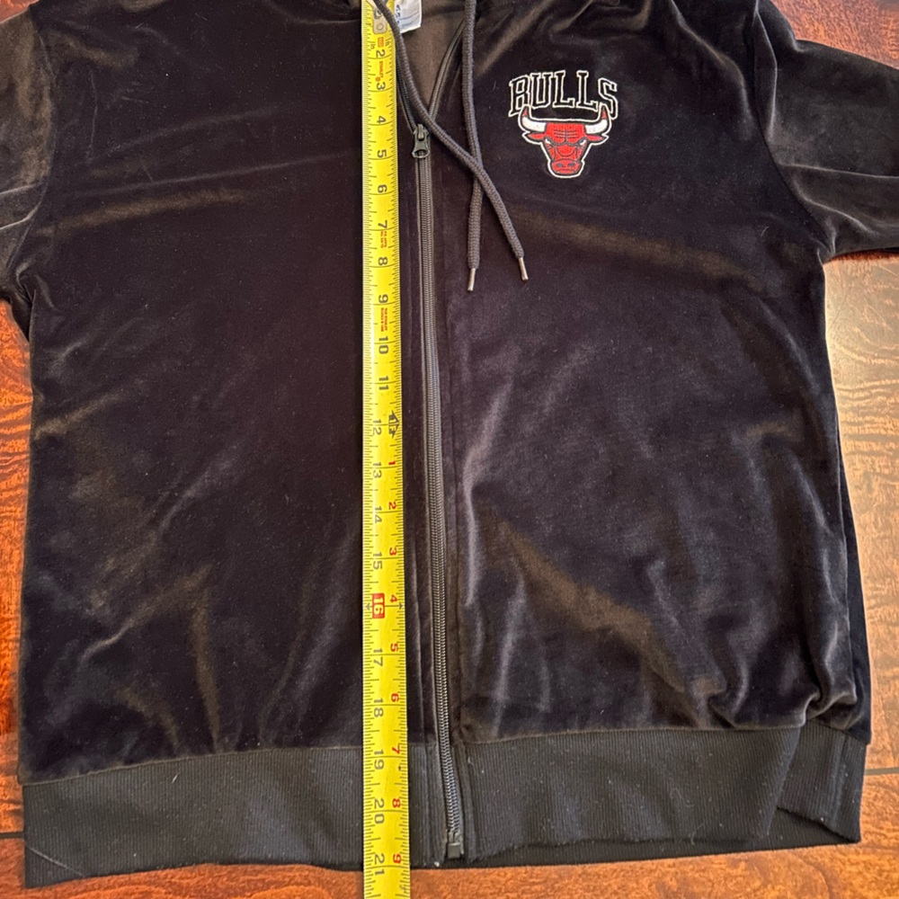 Chicago Bulls Velour Outfit Set M Black Zip Hoodie Sweatsuit Pants Hoodie NBA - Picture 8 of 13